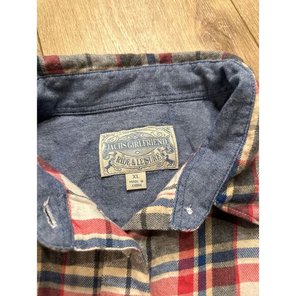 Jachs Girlfriend Flannel Shirt Roll‎ Tab Sleeve Cotton Colorful Soft XL - Picture 2 of 9